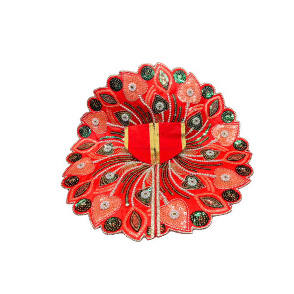Peacock Petals Embroidered Laddu Gopal Dress - Image 5