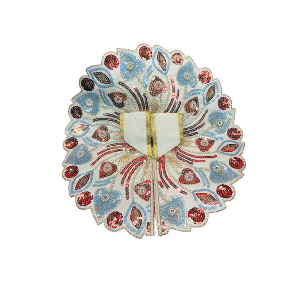 Peacock Petals Embroidered Laddu Gopal White Dress