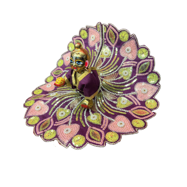 Peacock Petals Embroidered Laddu Gopal Dress - Image 3