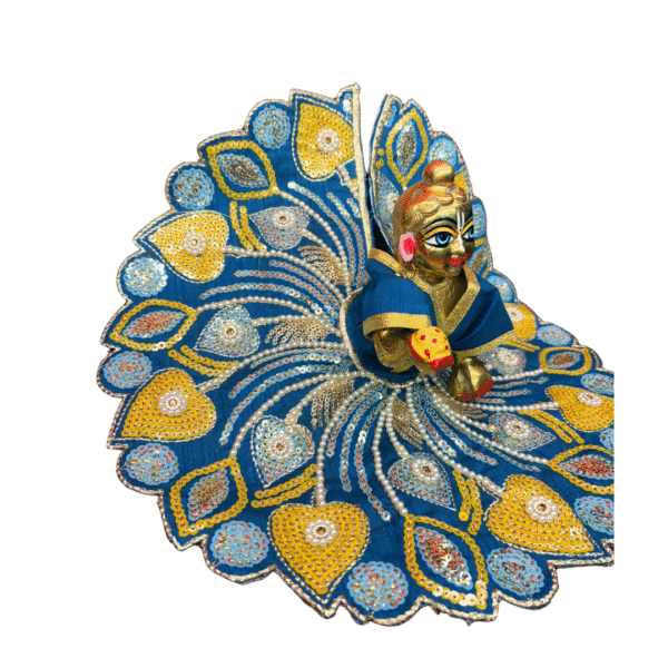 Peacock Petals Embroidered Laddu Gopal Dress - Image 4