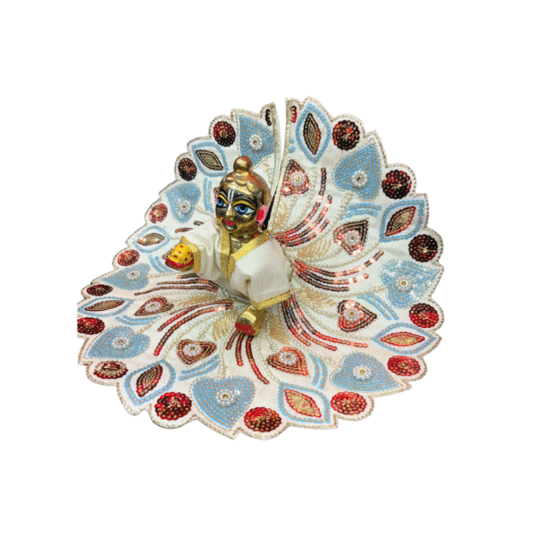 Peacock Petals Embroidered Laddu Gopal White Dress