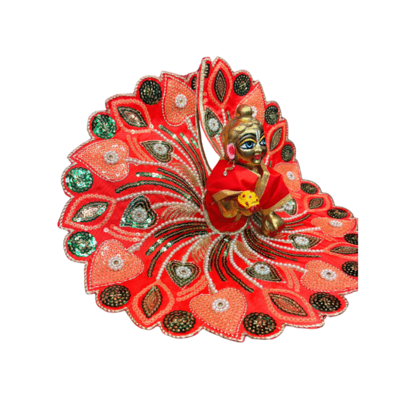 Peacock Petals Embroidered Laddu Gopal Dress - Image 3