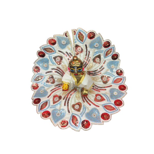 Peacock Petals Embroidered Laddu Gopal White Dress